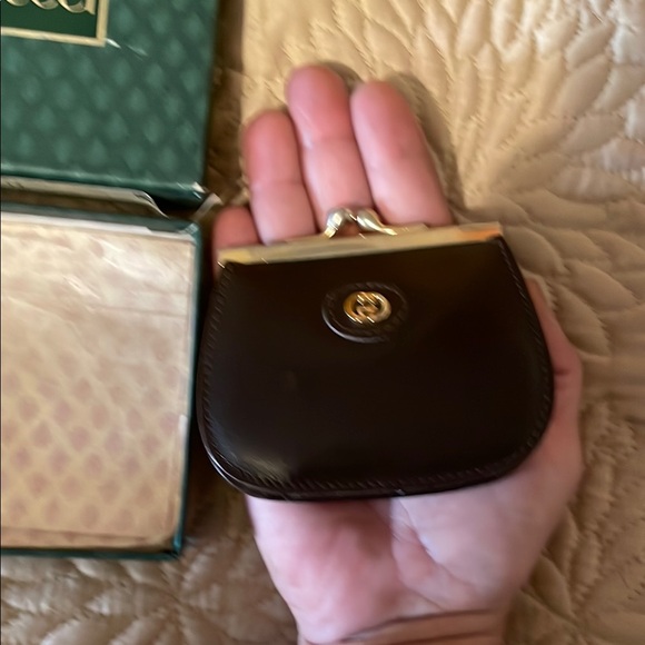 Gucci vintage brown Leather Women's coin kiss lock - Picture 3 of 7